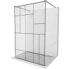 Mexen Kioto freestanding shower wall 140 x 200 cm, black pattern 8 mm, gun gray brushed - 800-140-002-66-78