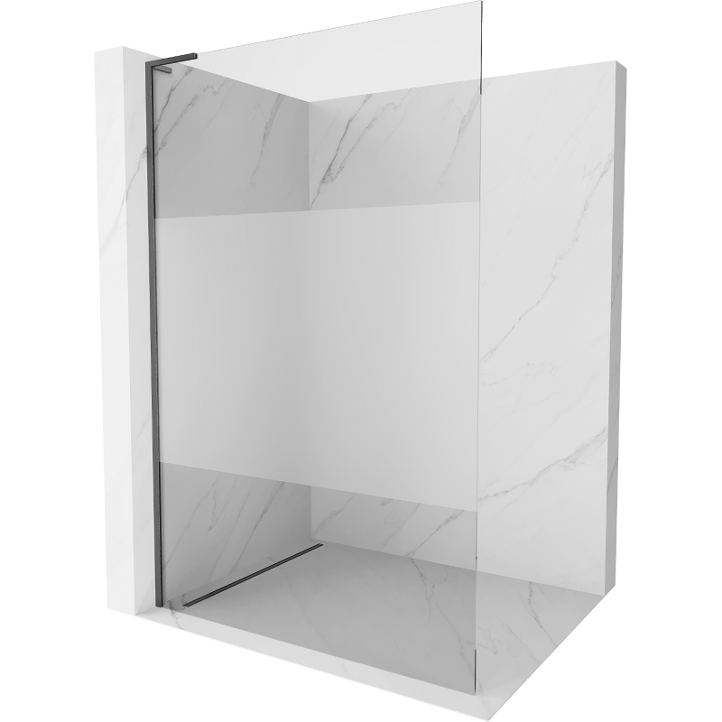 Mexen Kioto L Shower Wall Walk-in 100 x 200 cm, Transparent/Frosted, Brushed Gun Gray - 800-100-103-66-35