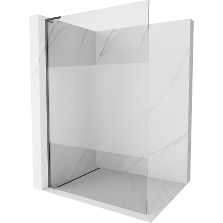 Mexen Kioto L Walk-in Shower Screen 100 x 200 cm, Transparent/Frosted, Brushed Gun Gray - 800-100-103-66-35