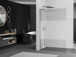 Mexen Kioto L Walk-in Shower Wall 110 x 200 cm, Clear/Frosted, Brushed Gun Gray - 800-110-103-66-35