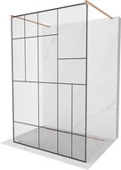 Mexen Kioto freestanding shower wall 140 x 200 cm, black pattern 8 mm, brushed copper - 800-140-002-65-78
