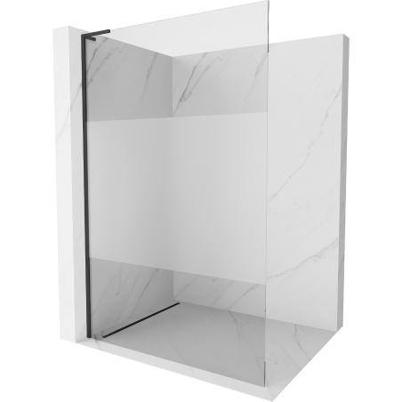 Mexen Kioto L Shower Wall Walk-in 100 x 200 cm, Transparent/Frosted, Black - 800-100-103-70-35