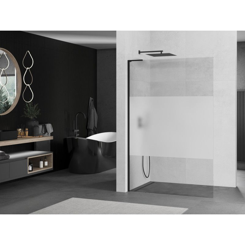 Mexen Kioto L Walk-in Shower Wall 120 x 200 cm, clear/frost, black - 800-120-103-70-35