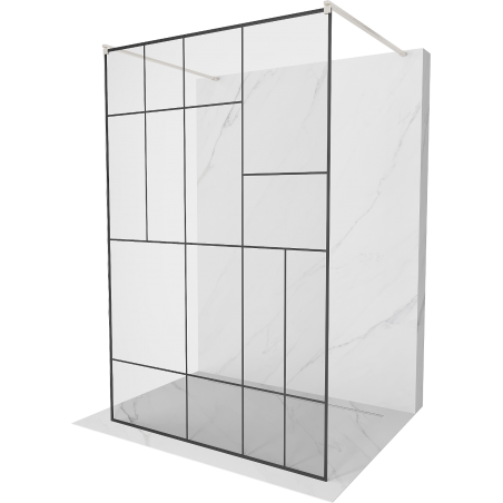 Mexen Kioto Free-Standing Shower Wall 110 x 200 cm, Black Pattern 8 mm, Brushed Nickel - 800-110-002-97-78
