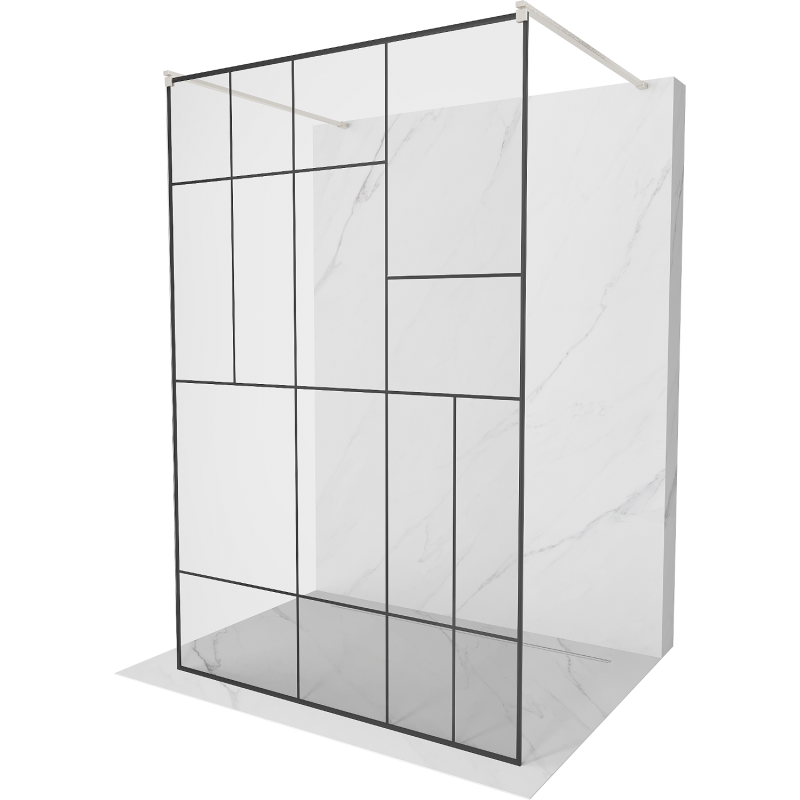Mexen Kioto freestanding shower wall 120 x 200 cm, black pattern 8 mm, brushed nickel - 800-120-002-97-78