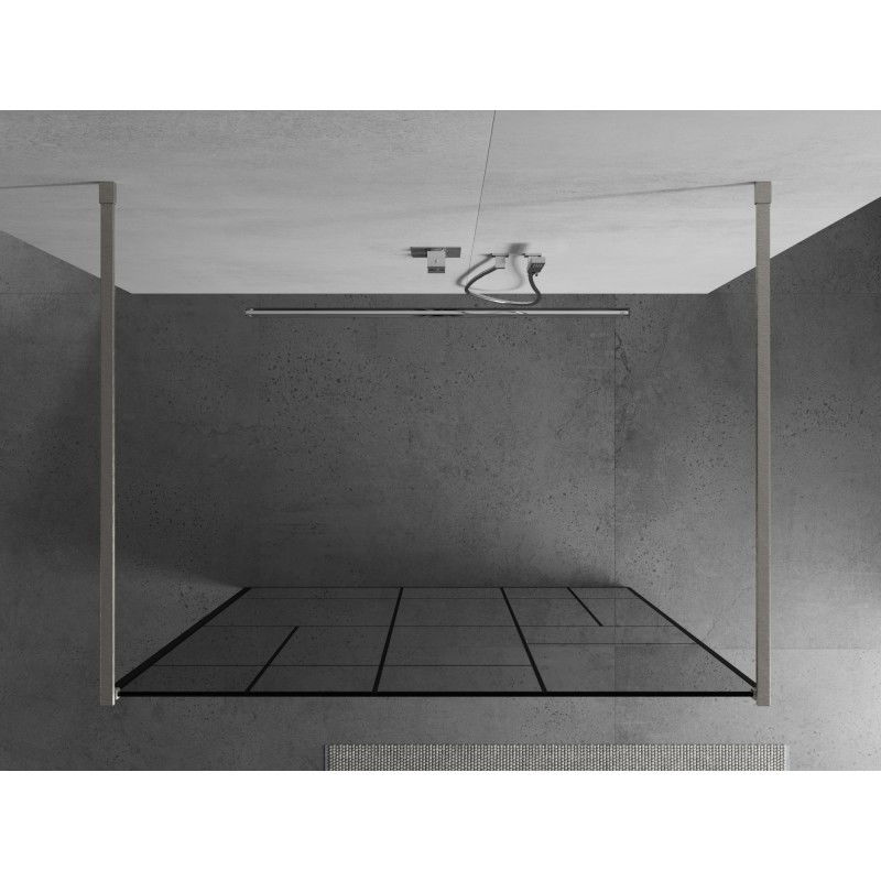 Mexen Kioto freestanding shower wall 130 x 200 cm, black pattern 8 mm, brushed nickel - 800-130-002-97-78