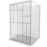 Mexen Kioto Free-standing Shower Panel 140 x 200 cm, Black Pattern 8 mm, Brushed Nickel - 800-140-002-97-78