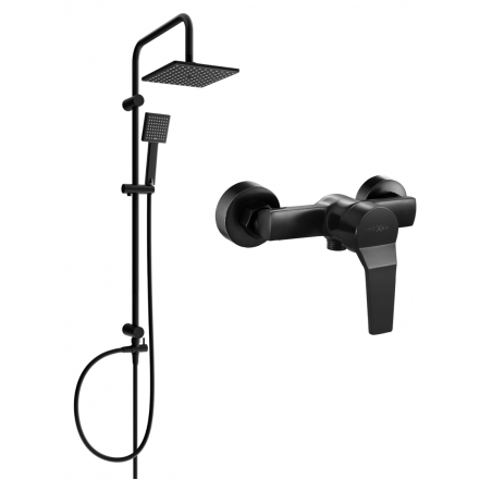 Mexen Caro Tord surface-mounted shower set with rain shower and shower mixer, black - 746640200-70