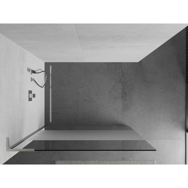 Mexen Kioto L Shower Screen Walk-in 80 x 200 cm, Transparent/Frosted, Brushed Nickel - 800-080-103-97-35