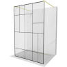 Mexen Kioto Freestanding Shower Wall 120 x 200 cm, Black Pattern 8 mm, Brushed Gold - 800-120-002-55-78