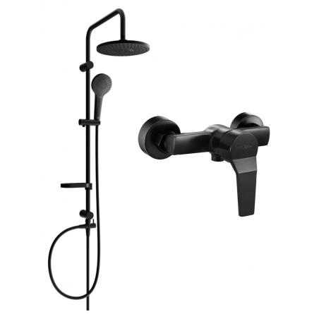 Mexen Caro Erik Surface Mounted Shower Set with Rain Showerhead and Shower Faucet, Black - 746640205-70