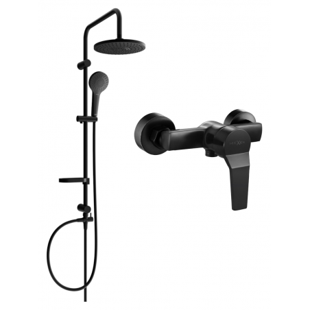 Mexen Erik surface-mounted shower set with overhead shower and Caro shower mixer, black - 746640205-70
