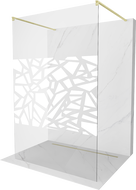 Mexen Kioto Freestanding Shower Wall 110 x 200 cm, White Pattern 8 mm, Brushed Gold - 800-110-002-55-85
