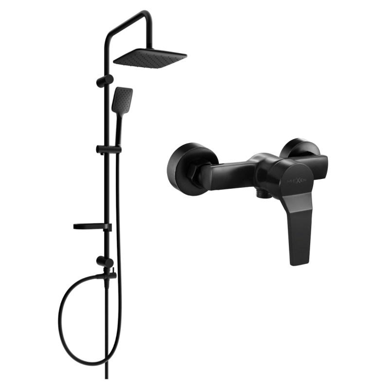 Mexen Sven surface-mounted shower set with a rainmaker and mixer tap Caro, Black - 746640262-70