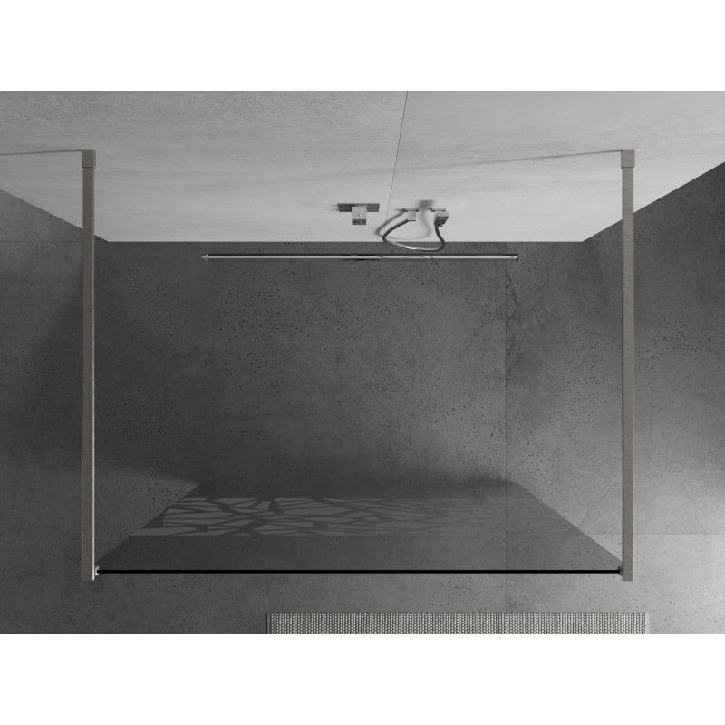 Mexen Kioto freestanding shower wall 120 x 200 cm, white pattern 8 mm, brushed nickel - 800-120-002-97-85