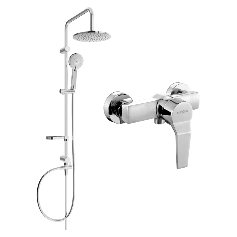 Mexen Carl surface-mounted shower set with a rainmaker and mixer tap Caro, Chrome - 746640240-00
