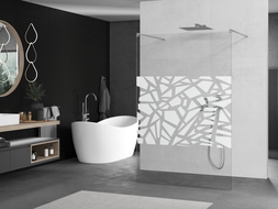 Mexen Kioto freestanding shower wall 130 x 200 cm, white pattern 8 mm, brushed nickel - 800-130-002-97-85