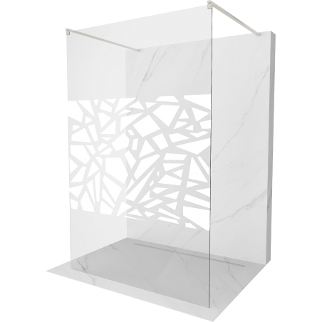 Mexen Kioto freestanding shower wall 130 x 200 cm, white pattern 8 mm, brushed nickel - 800-130-002-97-85