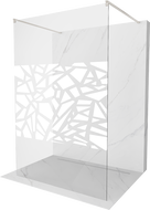 Mexen Kioto Freestanding Shower Wall 140 x 200 cm, White Pattern 8 mm, Brushed Nickel - 800-140-002-97-85