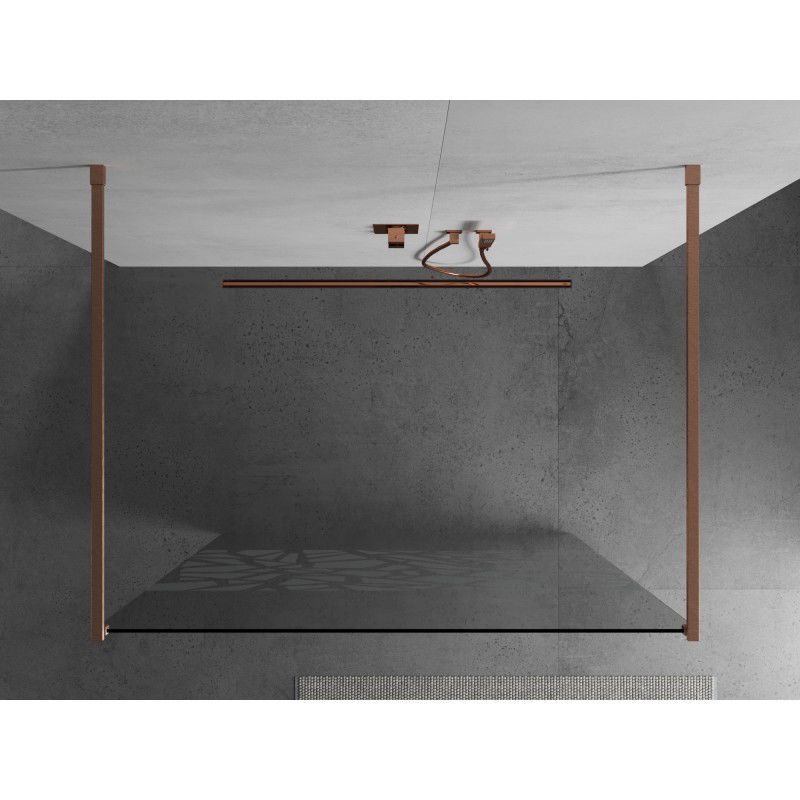 Mexen Kioto freestanding shower wall 120 x 200 cm, white pattern 8 mm, brushed copper - 800-120-002-65-85