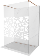 Mexen Kioto Free-standing Shower Wall 130 x 200 cm, White Pattern 8 mm, Brushed Bronze - 800-130-002-65-85