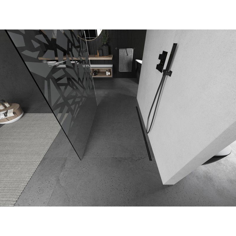 Mexen Kioto freestanding shower screen 120 x 200 cm, white pattern 8 mm, gun gray brushed - 800-120-002-66-85