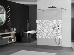 Mexen Kioto freestanding shower wall 130 x 200 cm, white pattern 8 mm, gun gray brushed - 800-130-002-66-85