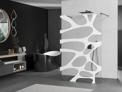 Mexen Kioto freestanding shower wall 100 x 200 cm, white wave 8 mm, gun gray brushed - 800-100-002-66-97