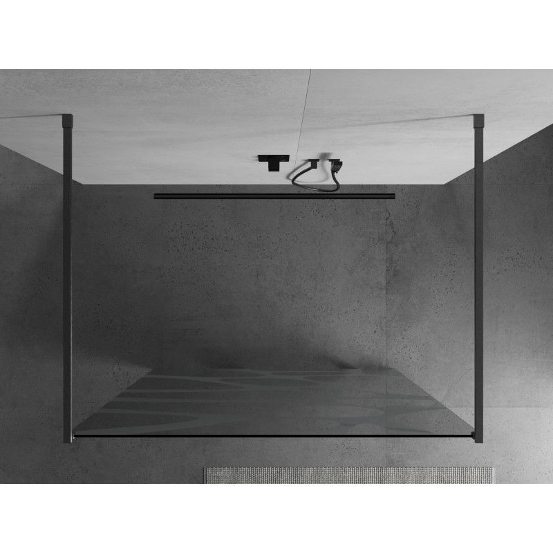 Mexen Kioto freestanding shower wall 120 x 200 cm, white wave 8 mm, brushed gun gray - 800-120-002-66-97