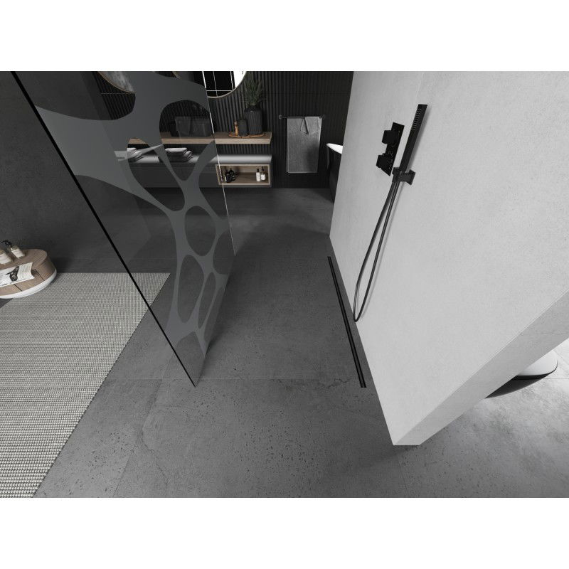 Mexen Kioto freestanding shower wall 120 x 200 cm, white wave 8 mm, brushed gun gray - 800-120-002-66-97