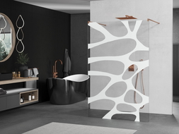 Mexen Kioto Free Standing Shower Wall 100 x 200 cm, White Pattern 8 mm, Brushed Copper - 800-100-002-65-97