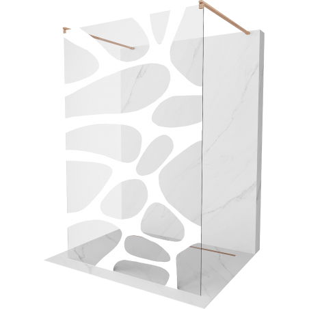 Mexen Kioto Free Standing Shower Wall 100 x 200 cm, White Pattern 8 mm, Brushed Copper - 800-100-002-65-97