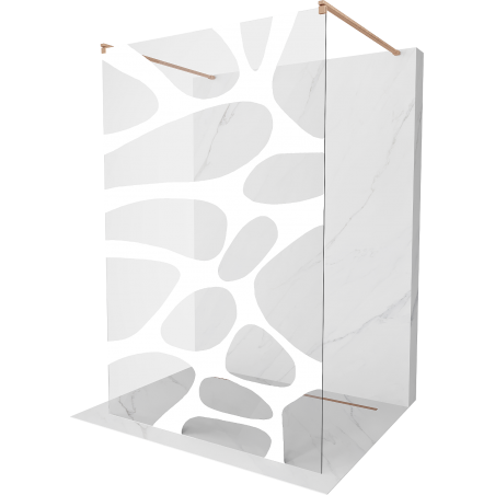 Mexen Kioto free-standing shower screen 130 x 200 cm, white wave 8 mm, brushed copper - 800-130-002-65-97