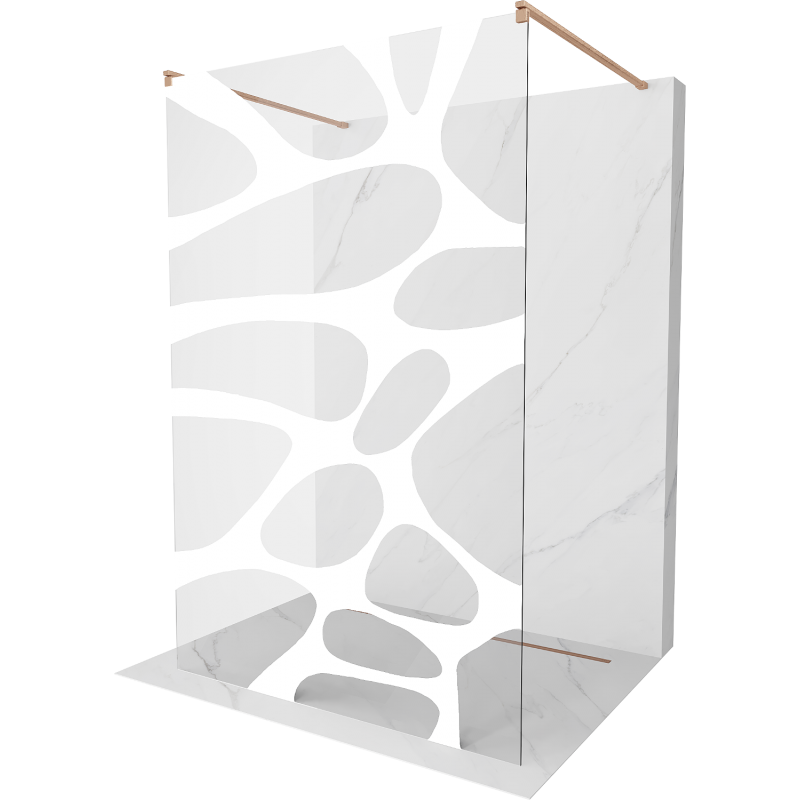 Mexen Kioto Freestanding Shower Screen 140 x 200 cm, White Pattern 8 mm, Brushed Copper - 800-140-002-65-97