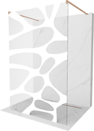 Mexen Kioto Freestanding Shower Wall 140 x 200 cm, White Wave 8 mm, Brushed Copper - 800-140-002-65-97