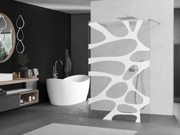 Mexen Kioto freestanding shower wall 110 x 200 cm, white pattern 8 mm, brushed nickel - 800-110-002-97-97