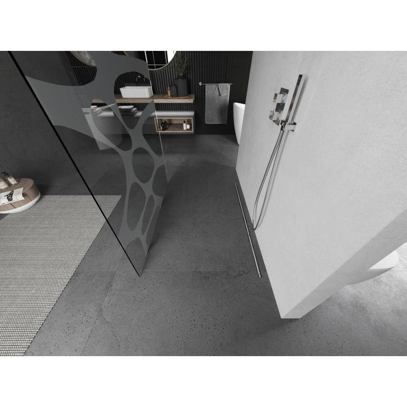 Mexen Kioto freestanding shower wall 120 x 200 cm, white wave 8 mm, brushed nickel - 800-120-002-97-97