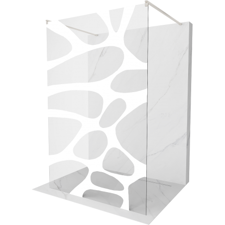 Mexen Kioto Freestanding Shower Wall 140 x 200 cm, White Pattern 8 mm, Brushed Nickel - 800-140-002-97-97