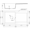 Mexen Leo 1-bowl granite sink with drainer and Telma kitchen faucet, gray - 6501-71-670200-71