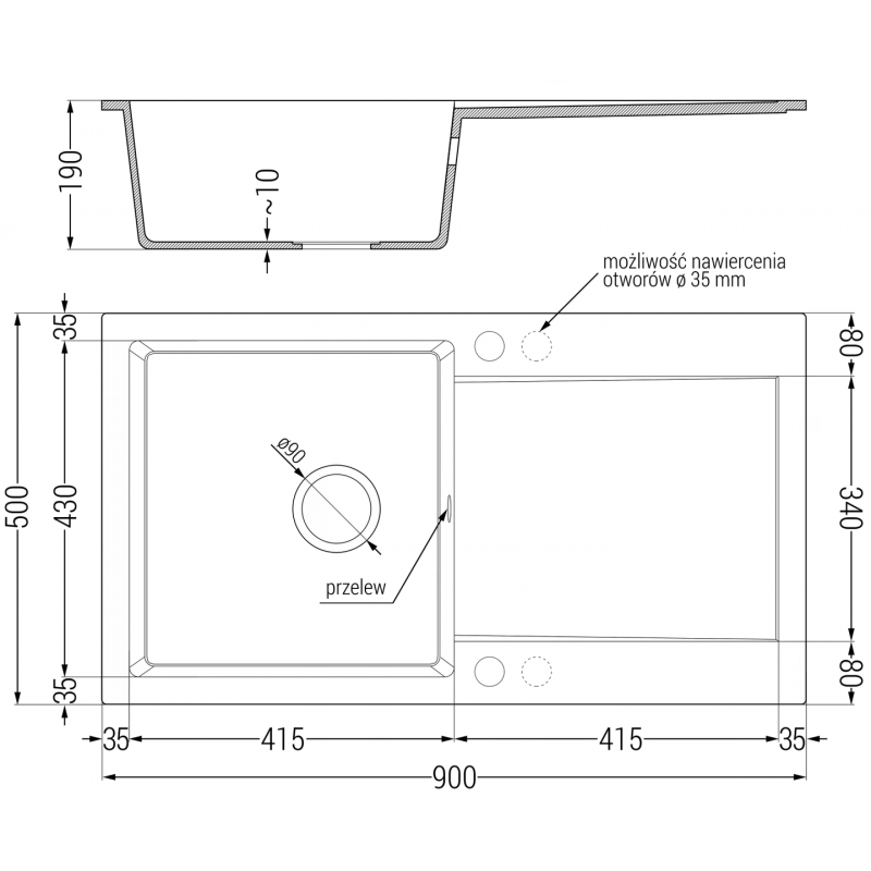 Mexen Leo granite sink 1-bowl with drainer and kitchen faucet Telma, black/silver metallic - 6501-73-670200-00