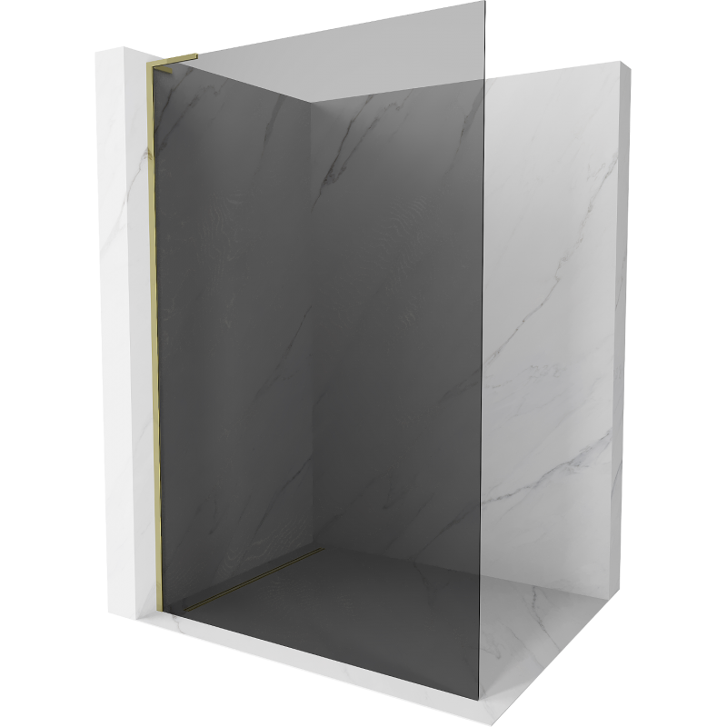 Mexen Kioto L Walk-in Shower Wall 110 x 200 cm, Graphite, Gold - 800-110-103-50-40