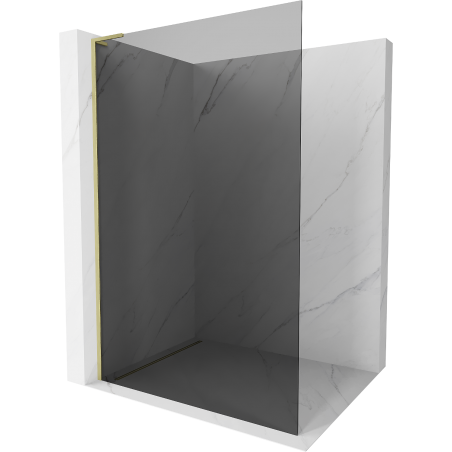 Mexen Kioto L Walk-in Shower Wall 100 x 200 cm, Graphite, Brushed Gold - 800-100-103-55-40