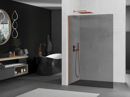 Mexen Kioto L Walk-in Shower Wall 120 x 200 cm, Graphite, Rose Gold - 800-120-103-60-40