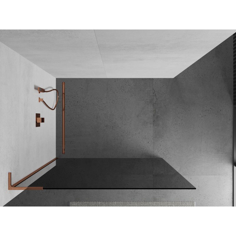Mexen Kioto L Walk-in Shower Wall 120 x 200 cm, Graphite, Rose Gold - 800-120-103-60-40