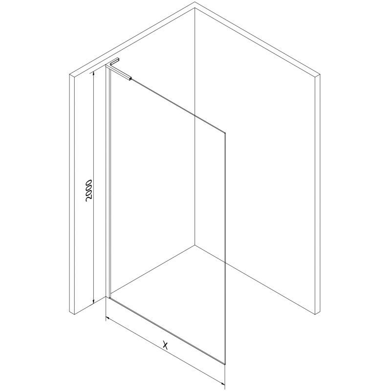 Mexen Kioto L Walk-in Shower Wall 100 x 200 cm, Graphite, Black - 800-100-103-70-40