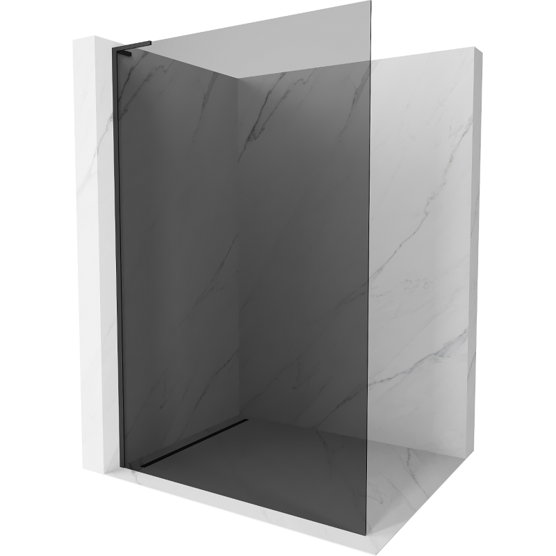 Mexen Kioto L Walk-in Shower Wall 120 x 200 cm, Graphite, Black - 800-120-103-70-40