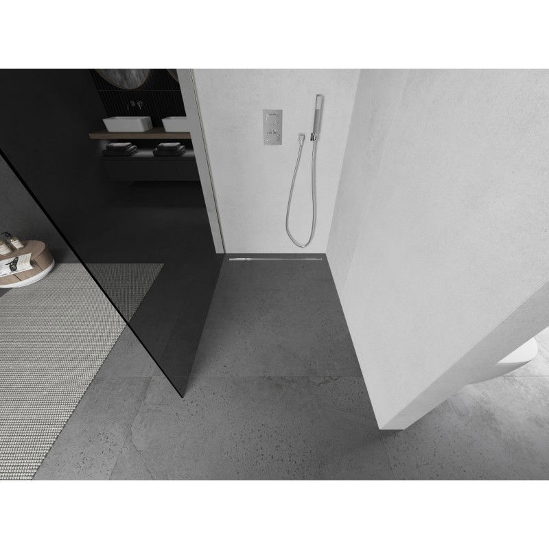 Mexen Kioto L Walk-in Shower Screen 70 x 200 cm, Graphite, Brushed Nickel - 800-070-103-97-40