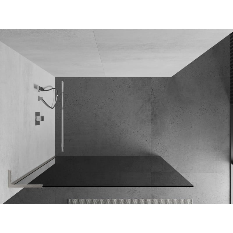 Mexen Kioto L Walk-in Shower Wall 90 x 200 cm, graphite, brushed nickel - 800-090-103-97-40