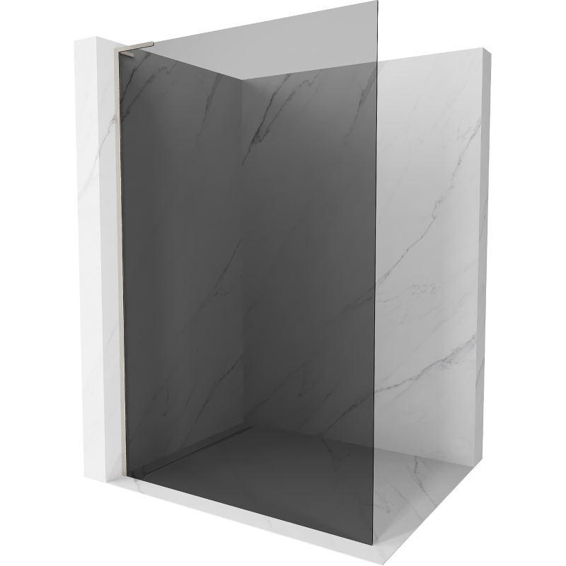 Mexen Kioto L Walk-in Shower Wall 100 x 200 cm, Graphite, Brushed Nickel - 800-100-103-97-40