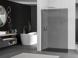 Mexen Kioto L Shower Screen Walk-in 110 x 200 cm, graphite, brushed nickel - 800-110-103-97-40